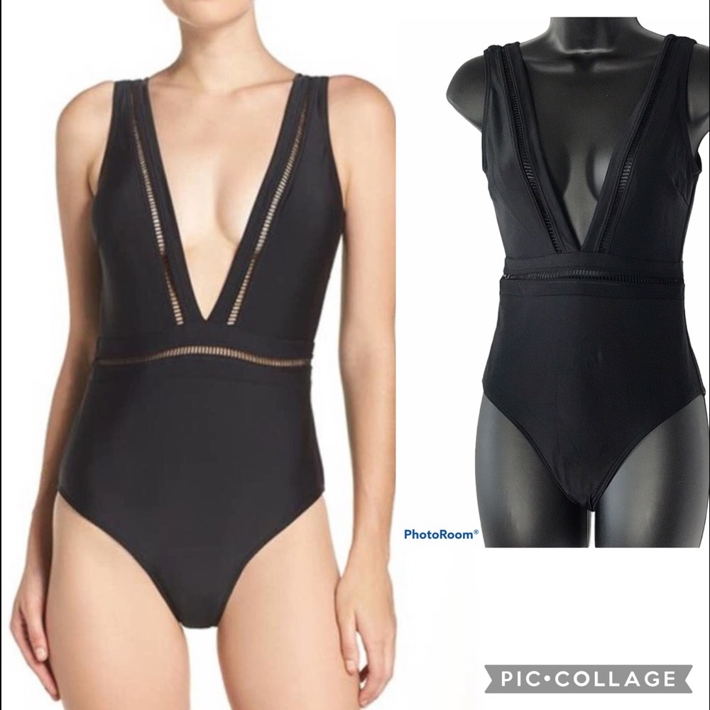 TED BAKER London Pointelle Deep V Plunge Swim